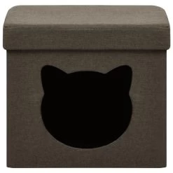 VidaXL Opbergkruk Met Kattenpatroon Inklapbaar Stof Donkerbruin -Vidaxl 00c7644ae6c544baae0f1493455c35d5