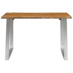 VidaXL Eettafel 120x65x75 Cm Massief Acaciahout En Roestvrij Staal -Vidaxl 02f7a96b46d84756b46012eee03270c0