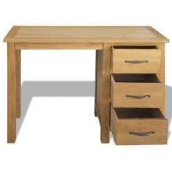 VidaXL Bureau Met 3 Lades 106x40x75 Cm Massief Eikenhout -Vidaxl 056dcf448ff3443da9b5a41e7191333d