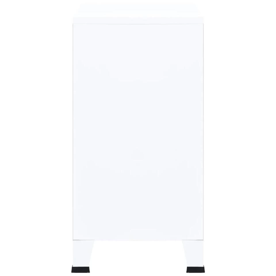 VidaXL Opbergkast Industrieel 75x40x80 Cm Staal Wit 4 VidaXL Opbergkast Industrieel 75x40x80 Cm Staal Wit - Afbeelding 4