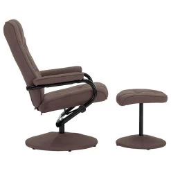 VidaXL Fauteuil Verstelbaar Met Voetenbankje Stof Bruin -Vidaxl 0fb94e77280f49f58a150ef5e4d4a6b7