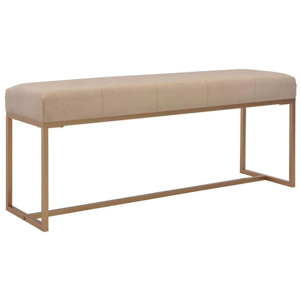 VidaXL Bankje 120 Cm Fluweel Beige 1 VidaXL Bankje 120 Cm Fluweel Beige