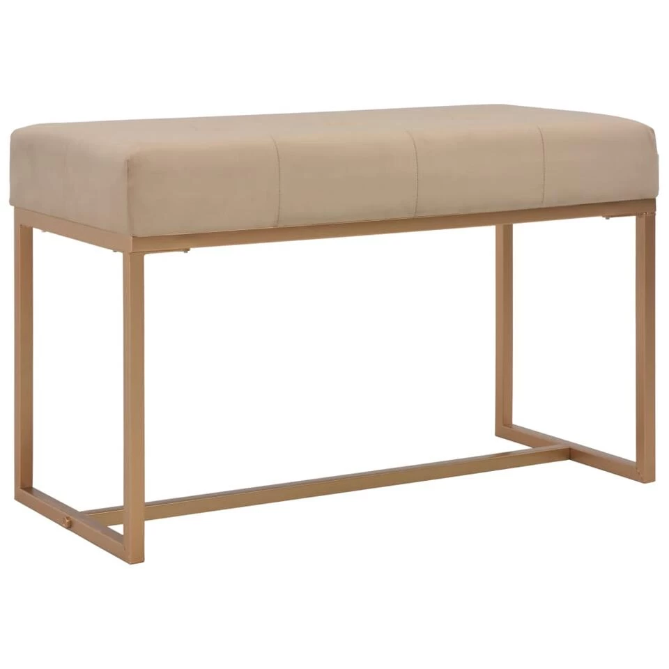 VidaXL Bankje 80 Cm Fluweel Beige 1 VidaXL Bankje 80 Cm Fluweel Beige