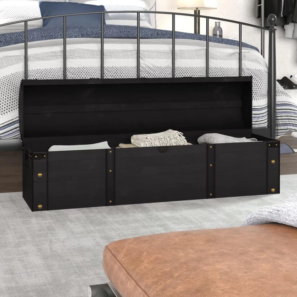 VidaXL Opbergkist Vintage Stijl 120x30x40 Cm Massief Hout 2 VidaXL Opbergkist Vintage Stijl 120x30x40 Cm Massief Hout - Afbeelding 2