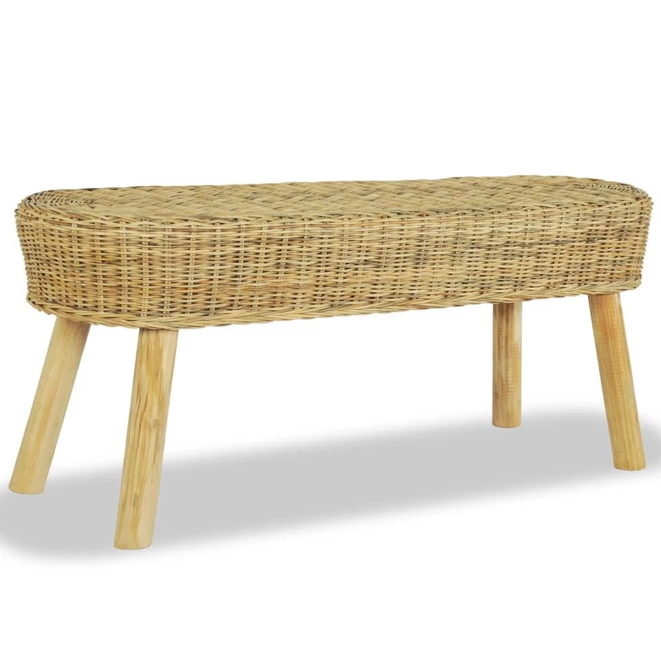VidaXL Halbankje 110x35x45 Cm Natuurlijk Rattan 1 VidaXL Halbankje 110x35x45 Cm Natuurlijk Rattan