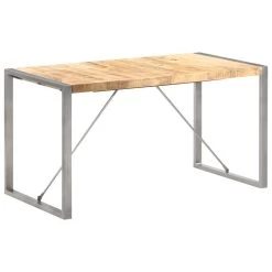 VidaXL Eettafel 140x70x75 Cm Massief Ruw Mangohout