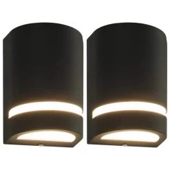 VidaXL Buitenwandlampen 2 St 35 W Halfrond Zwart