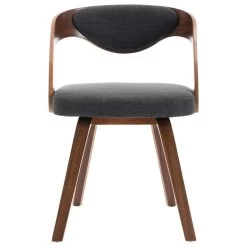 VidaXL Eetkamerstoelen 2 St Gebogen Hout En Stof Donkergrijs -Vidaxl 1000053678 0102