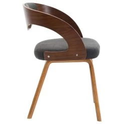 VidaXL Eetkamerstoelen 2 St Gebogen Hout En Stof Donkergrijs -Vidaxl 1000053678 0103