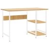 VidaXL Computerbureau 105x55x72 Cm MDF En Metaal Wit Lichteikenkleurig