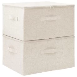 VidaXL Opbergboxen 2 St 43x34x23 Cm Stof Crèmekleurig