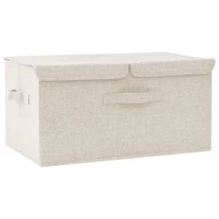 VidaXL Opbergbox 50x30x25 Cm Stof Crèmekleurig