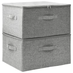 VidaXL Opbergboxen 2 St 43x34x23 Cm Stof Grijs