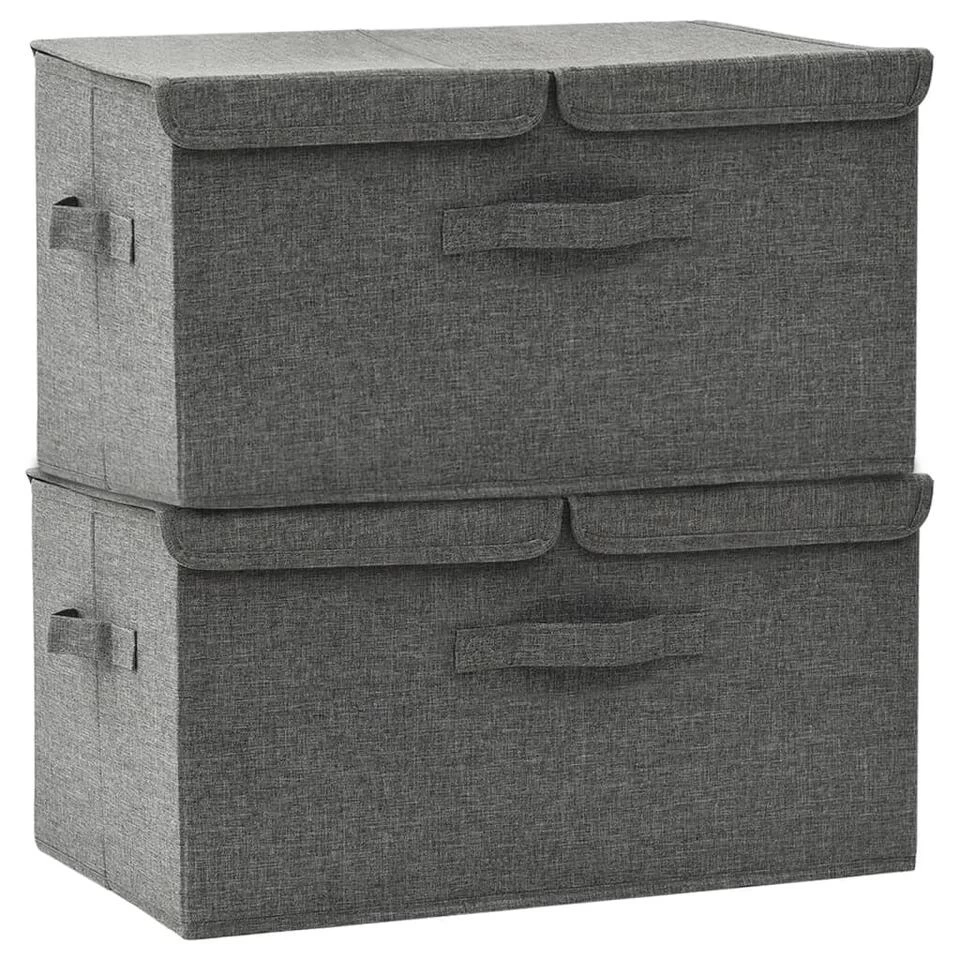 VidaXL Opbergboxen 2 St 50x30x25 Cm Stof Antracietkleurig 1 VidaXL Opbergboxen 2 St 50x30x25 Cm Stof Antracietkleurig