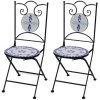 VidaXL Bistrostoelen Inklapbaar 2 St Keramiek Blauw En Wit