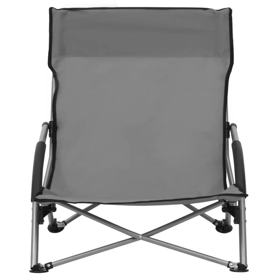 VidaXL Strandstoelen 2 St Inklapbaar Stof Grijs 2 VidaXL Strandstoelen 2 St Inklapbaar Stof Grijs - Afbeelding 2