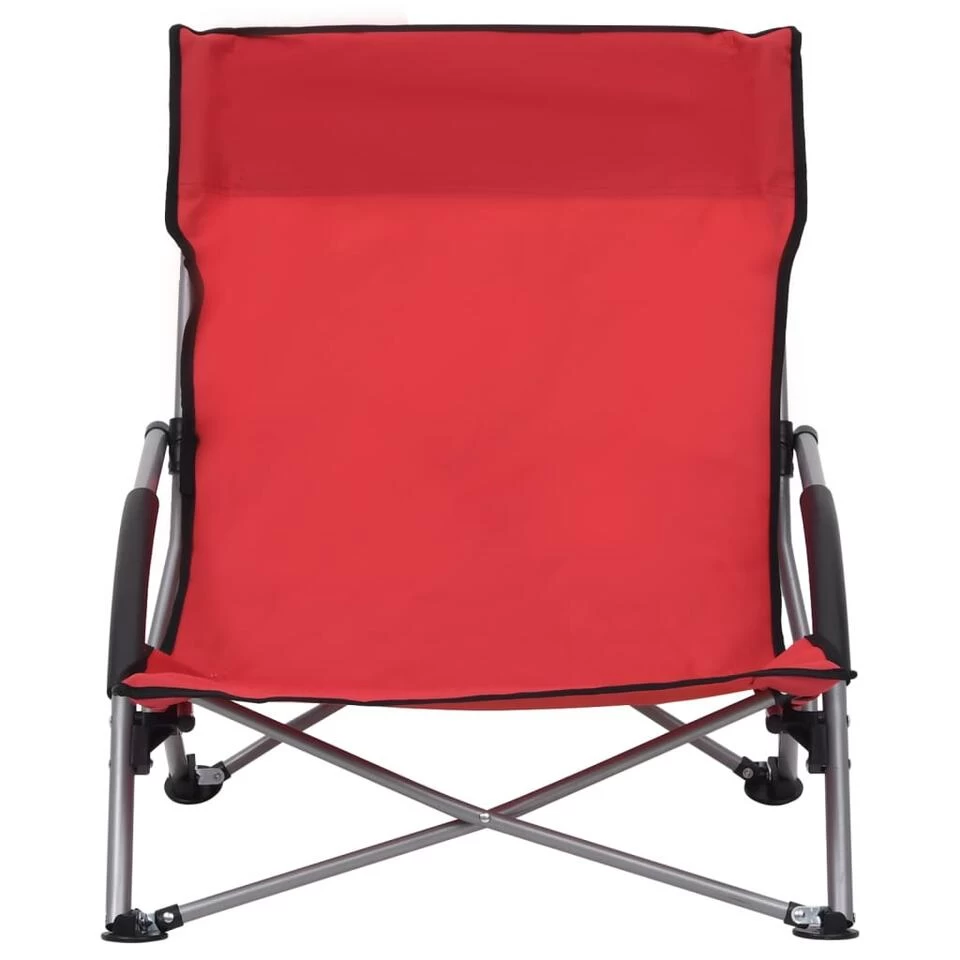 VidaXL Strandstoelen 2 St Inklapbaar Stof Rood 2 VidaXL Strandstoelen 2 St Inklapbaar Stof Rood - Afbeelding 2