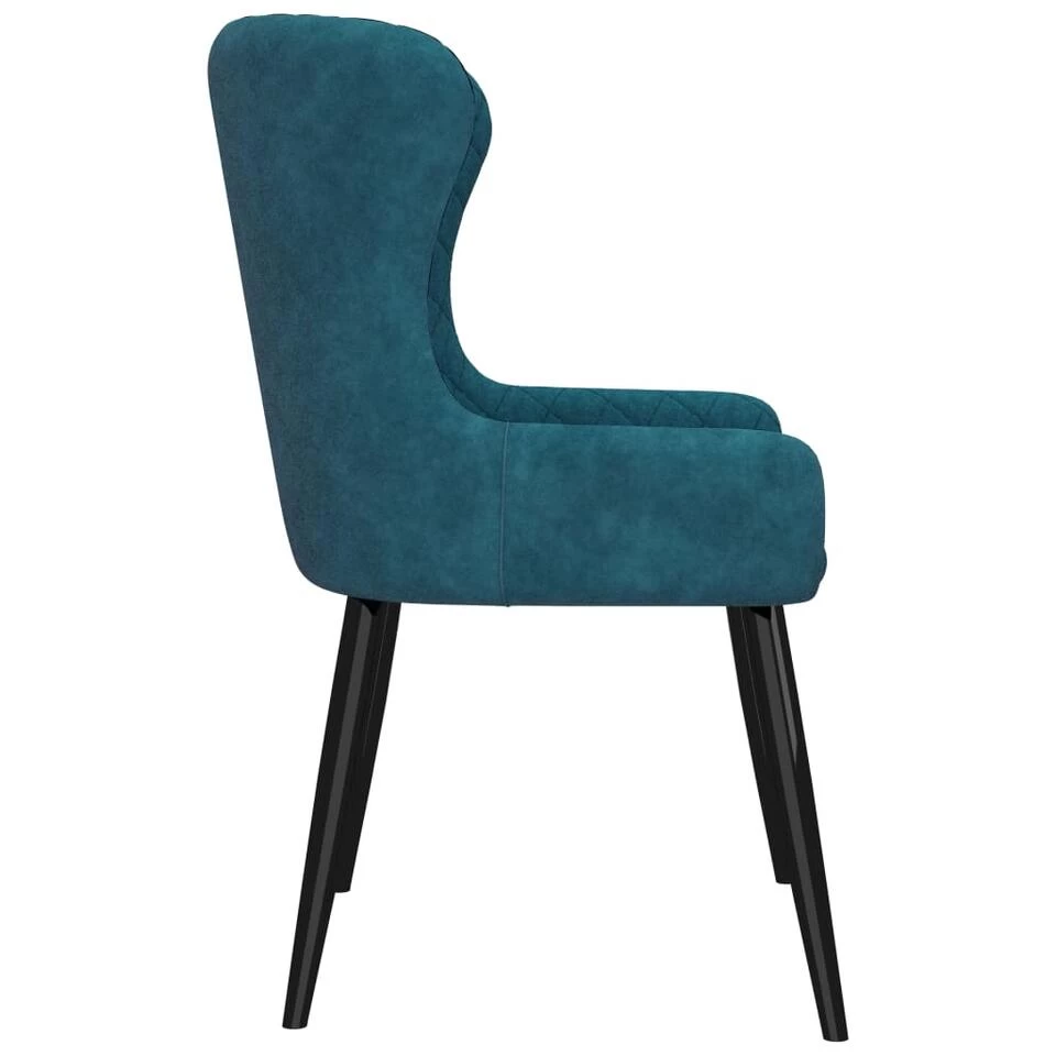 VidaXL Eetkamerstoelen 2 St Fluweel Blauw 4 VidaXL Eetkamerstoelen 2 St Fluweel Blauw - Afbeelding 4