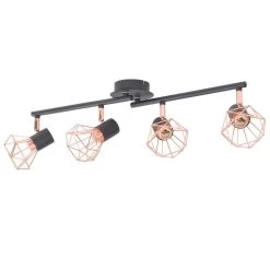 VidaXL Plafondlamp Met 4 Spotlights E14 Zwart En Koper