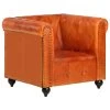 VidaXL Fauteuil Chesterfield-stijl Echt Leer Tan
