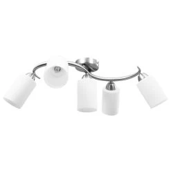 VidaXL Plafondlamp Met Keramieken Cilindervormige Kappen 5xE14 Wit -Vidaxl 1000059237 0102