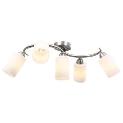 VidaXL Plafondlamp Met Keramieken Cilindervormige Kappen 5xE14 Wit -Vidaxl 1000059237 0103
