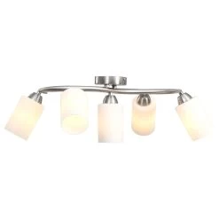 VidaXL Plafondlamp Met Keramieken Cilindervormige Kappen 5xE14 Wit