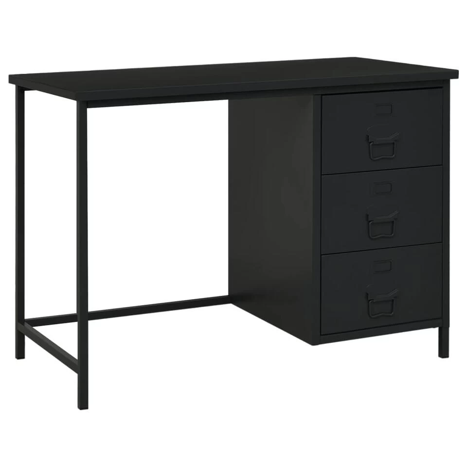 VidaXL Bureau Industrieel Met Lades 105x52x75 Cm Staal Zwart 1 VidaXL Bureau Industrieel Met Lades 105x52x75 Cm Staal Zwart