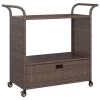 VidaXL Serveerwagen Met Lade 100x45x97 Cm Poly Rattan Bruin