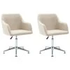 VidaXL Eetkamerstoelen 2 St Draaibaar Stof Crèmekleurig