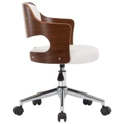 VidaXL Eetkamerstoelen Draaibaar 2 St Gebogen Hout En Kunstleer Wit -Vidaxl 1000060870 0103