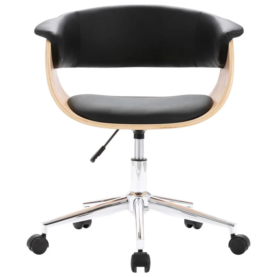 VidaXL Eetkamerstoelen Draaibaar 2 St Kunstleer Zwart 4 VidaXL Eetkamerstoelen Draaibaar 2 St Kunstleer Zwart - Afbeelding 4