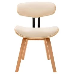 VidaXL Eetkamerstoelen 2 St Gebogen Hout En Kunstleer Crèmekleurig -Vidaxl 1000060883 0103