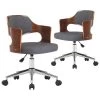 VidaXL Eetkamerstoelen Draaibaar 2 St Gebogen Hout En Stof Grijs