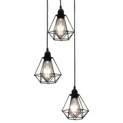 VidaXL Plafondlamp Met Diamantvorm 3xE27 Zwart
