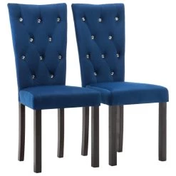 VidaXL Eetkamerstoelen 2 St Fluweel Donkerblauw