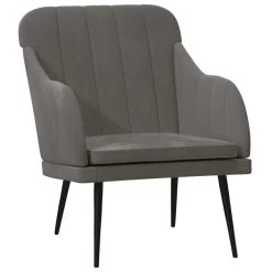 VidaXL Fauteuil 63x76x80 Cm Fluweel Donkergrijs