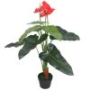 VidaXL Kunst Anthurium Plant Met Pot 90 Cm Rood En Geel