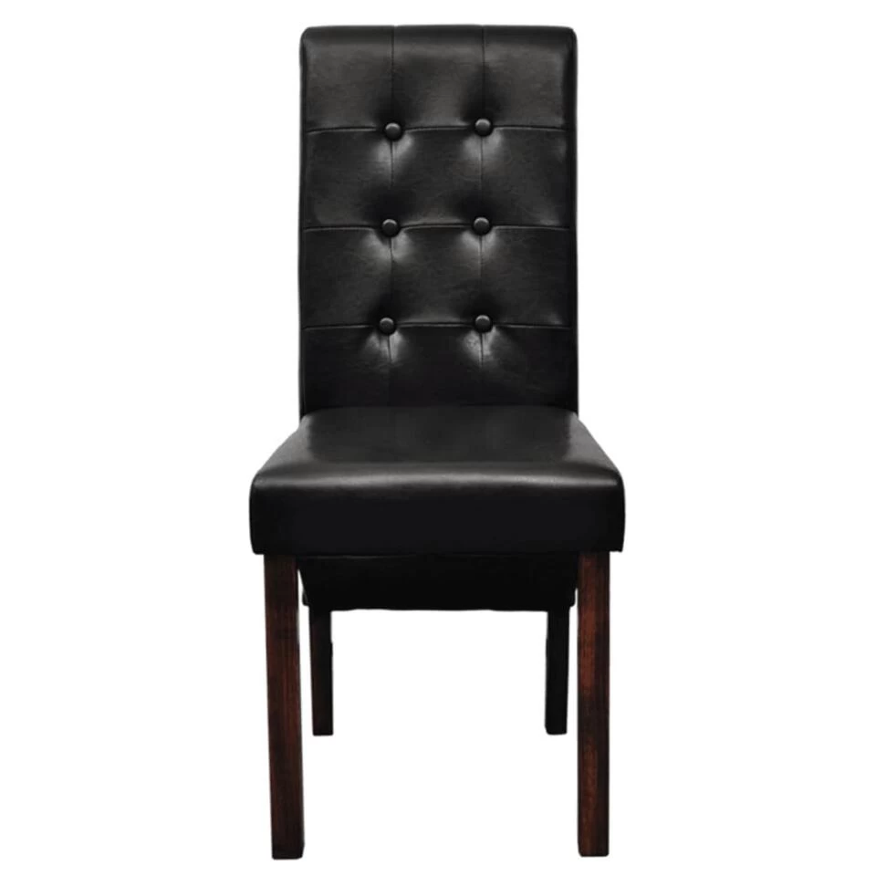 VidaXL Eetkamerstoelen 2 St Kunstleer Zwart 4 VidaXL Eetkamerstoelen 2 St Kunstleer Zwart - Afbeelding 4