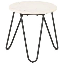 VidaXL Salontafel 40x40x40 Cm Echt Steen Met Marmeren Textuur Wit