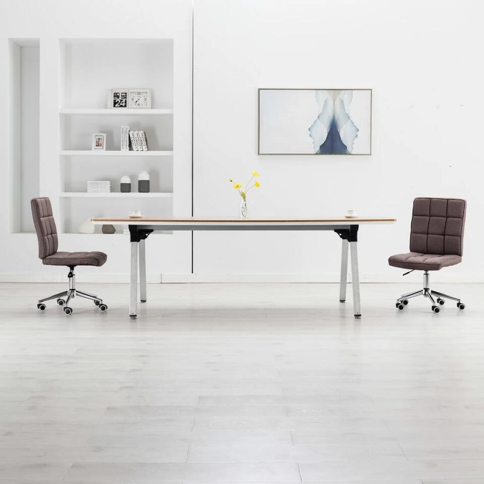 VidaXL Eetkamerstoelen Draaibaar 2 St Stof Taupe 2 VidaXL Eetkamerstoelen Draaibaar 2 St Stof Taupe - Afbeelding 2