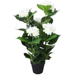 VidaXL Kunst Hortensia Plant Met Pot 60 Cm Wit
