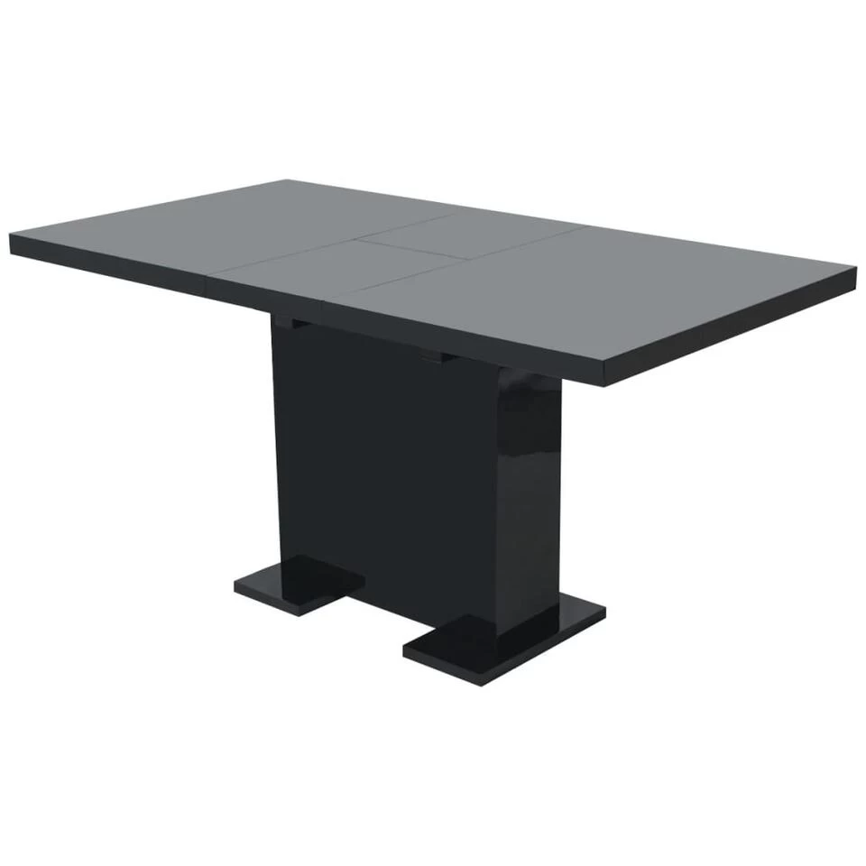 VidaXL Eettafel Uitschuifbaar Hoogglans Zwart 1 VidaXL Eettafel Uitschuifbaar Hoogglans Zwart