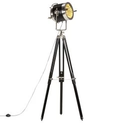 VidaXL Vloerlamp Driepoot 171 Cm Massief Mangohout Zwart