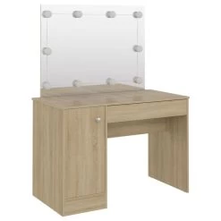 VidaXL Kaptafel Met LED-verlichting 110x55x145 Cm MDF Eikenkleurig 7 VidaXL Kaptafel Met LED-verlichting 110x55x145 Cm MDF Eikenkleurig -Vidaxl 11dc457f4d1c4378b467899204715afa