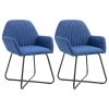 VidaXL Eetkamerstoelen 2 St Stof Blauw
