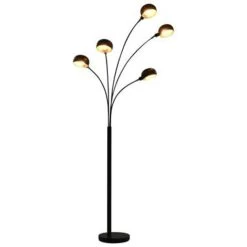 VidaXL Lamp Staand 5xE14 200 Cm Zwart En Goud
