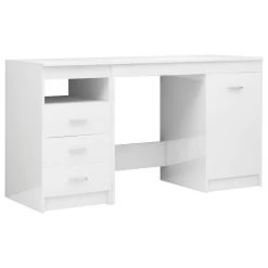 VidaXL Bureau 140x50x76 Cm Spaanplaat Hoogglans Wit
