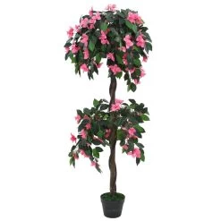 VidaXL Kunstplant Met Pot Rododendron 155 Cm Groen En Roze