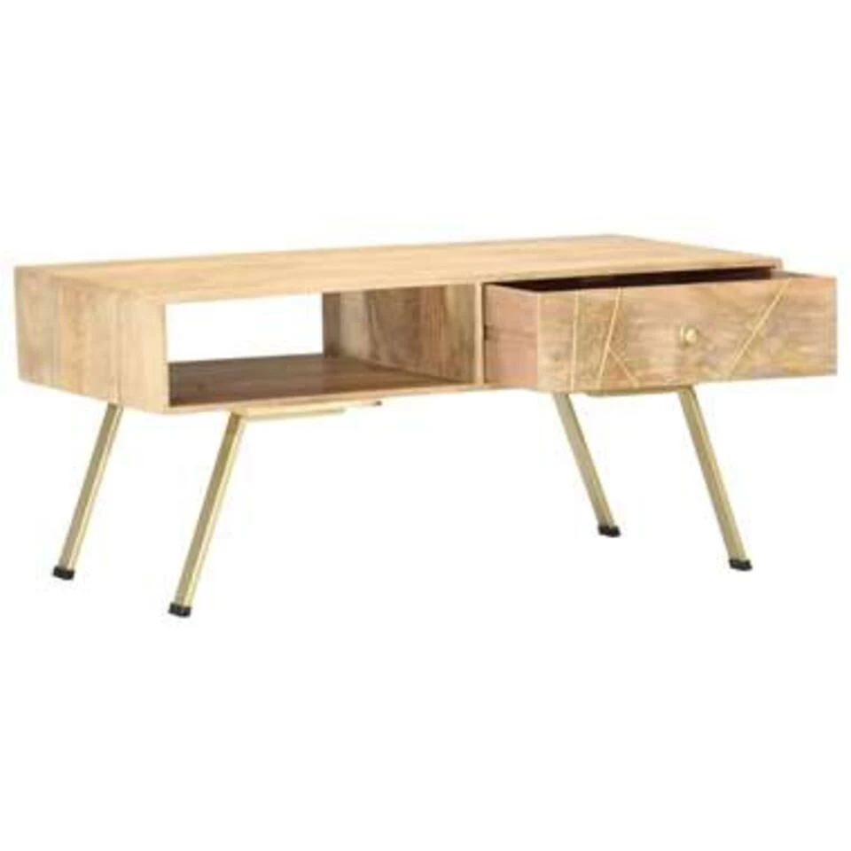 VidaXL Salontafel 95x50x42 Cm Massief Mangohout 3 VidaXL Salontafel 95x50x42 Cm Massief Mangohout - Afbeelding 3